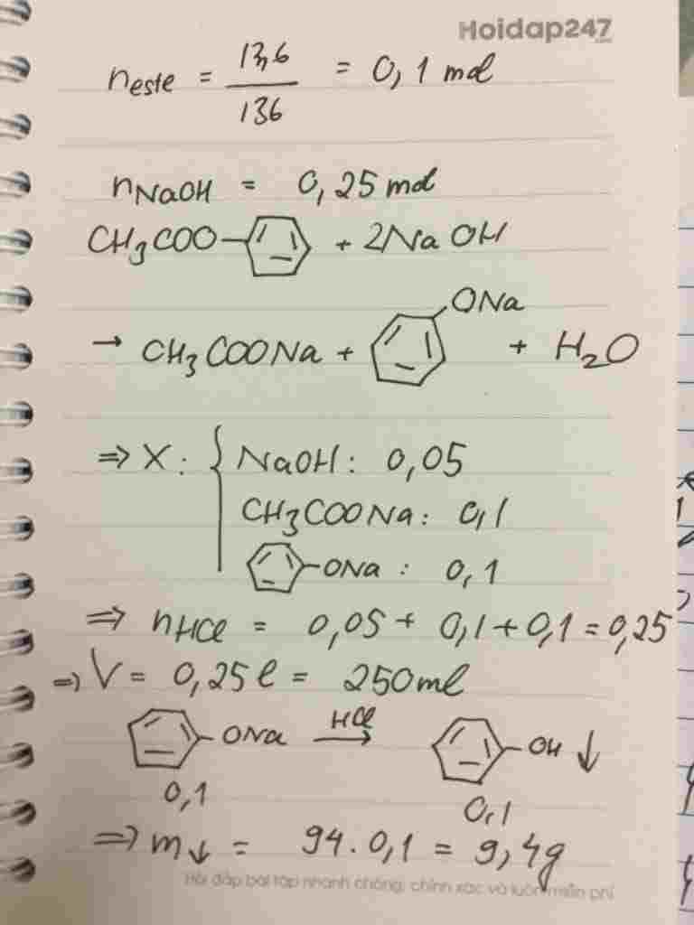 hoa-hoc-lop-11-dun-nong-13-6-gam-phenyl-aetat-trong-250-ml-dung-dich-naoh-1m-den-khi-phan-ung-ay