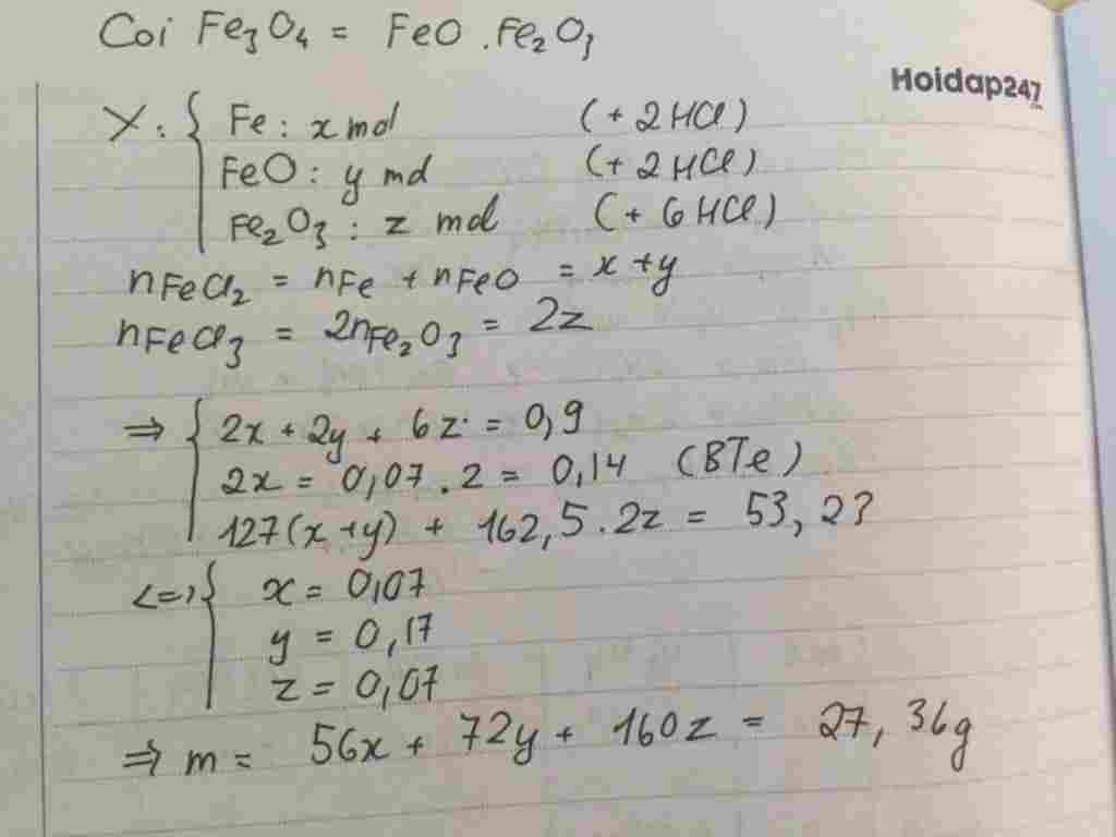 hoa-hoc-lop-12-hoa-tan-hoan-toan-m-gam-hon-hop-chua-fe-feo-fe2o3-va-fe3o4-bang-luong-vua-du-dung