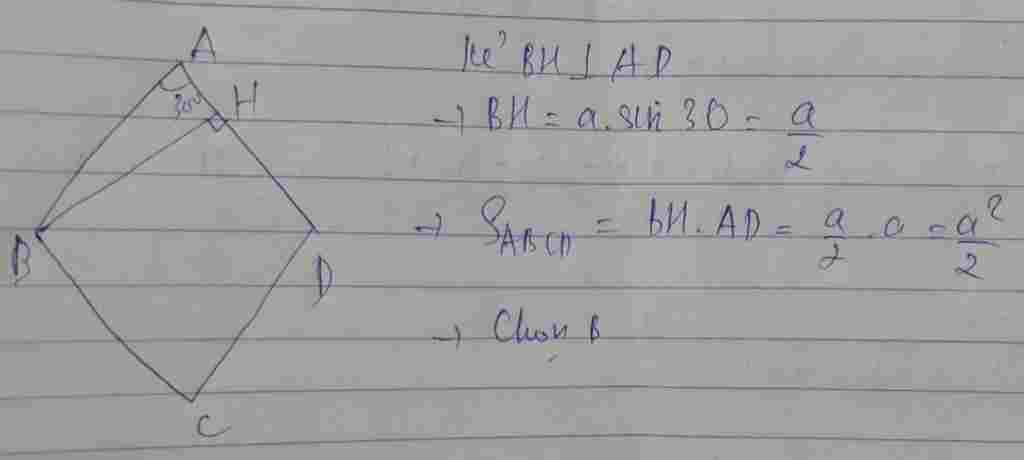 toan-lop-10-cho-hinh-thoi-abcd-co-canh-bang-a-goc-bad-30-dien-tich-hinh-thoi-abcd-la